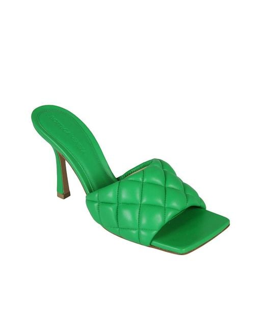 Bottega Veneta Green Padded Quilted Mules