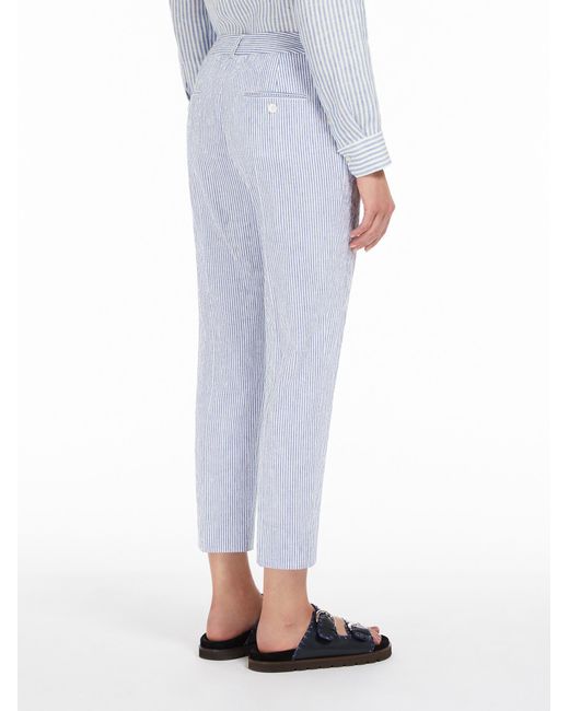 Weekend by Maxmara Blue Seersucker Trousers