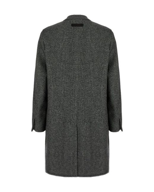 Zegna Gray Cashmere Blend Longline Coat With Notched Lapels for men