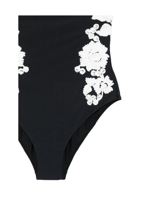 Jonathan Simkhai Black Floral-Embroidered Swimsuit