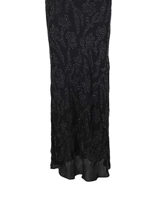Veronica Beard Black High-Neck Keyhole Maxi Dress