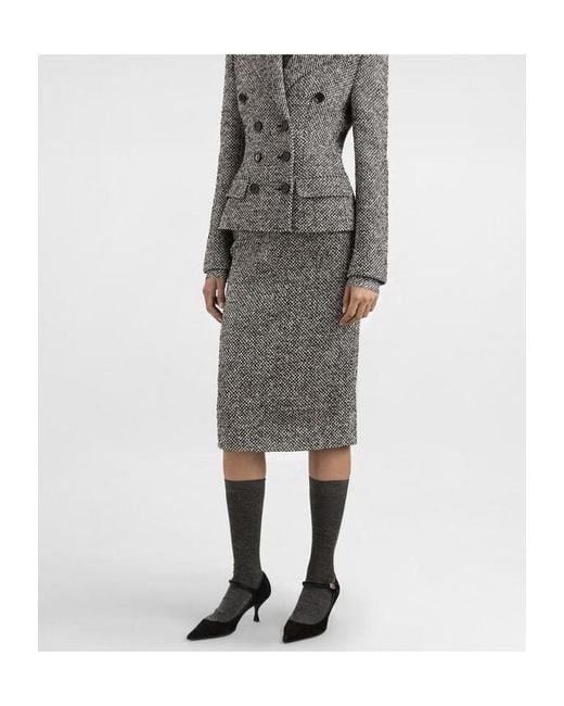 Dolce & Gabbana Gray Dotted Sheath Skirt