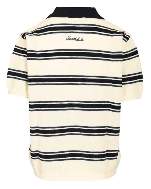 DUNST White Striped Polo Knitted Top for men