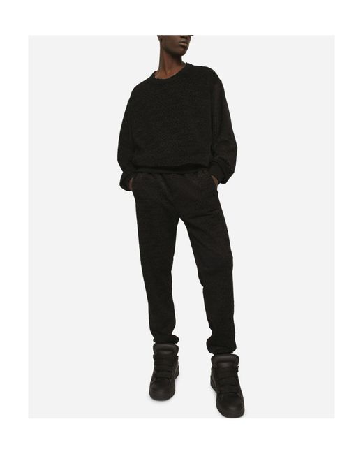 Dolce & Gabbana Black All-Over Logo Flocked Joggers for men