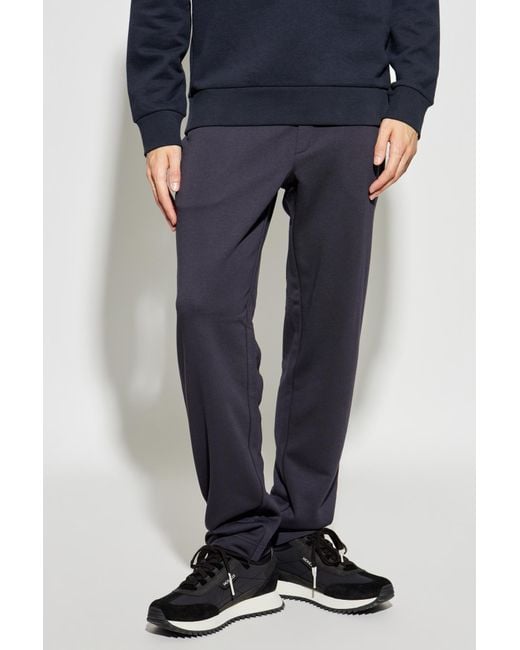 Moncler Blue Logo Patch Straight Leg Pants for men