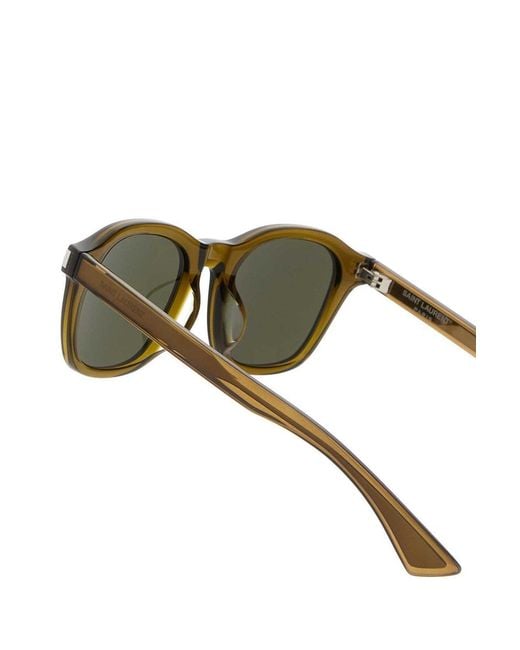 Saint Laurent Green Eyewear Square Frame Sunglasses for men