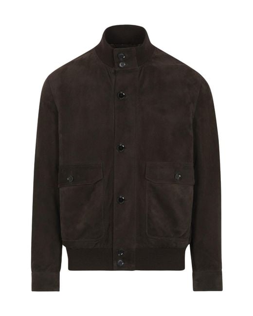 Brioni Black Dark Perforated Suede 75 Blouson for men