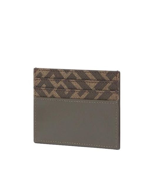 Fendi Gray Ff Logo Plaque Squared Card Holder for men