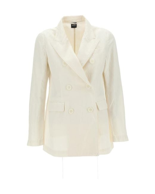 Aspesi White Flap-Pocketed Double-Breasted Blazer