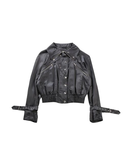 Dries Van Noten Gray High-Neck Bomber Jacket