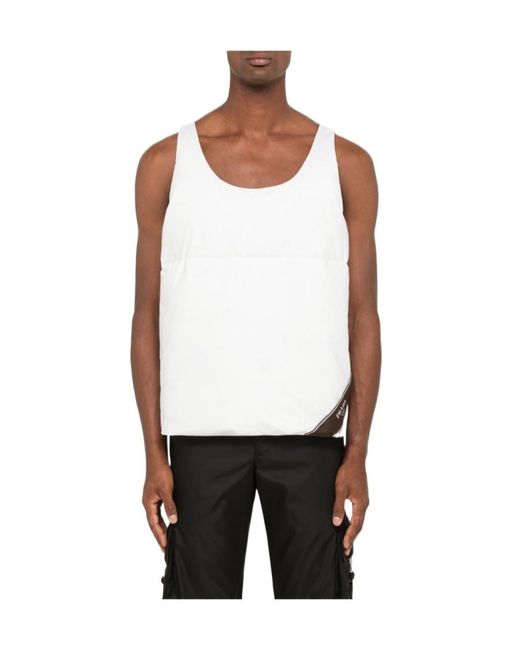 Prada White Cotton Down Tank Top for men