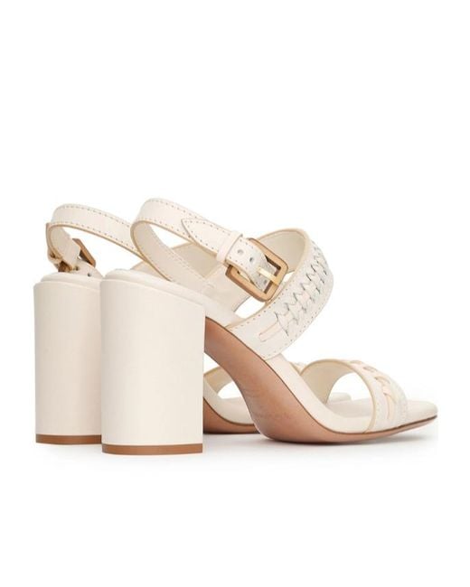 Zimmermann White Alchemy Woven-Strap Block-Heel Sandals