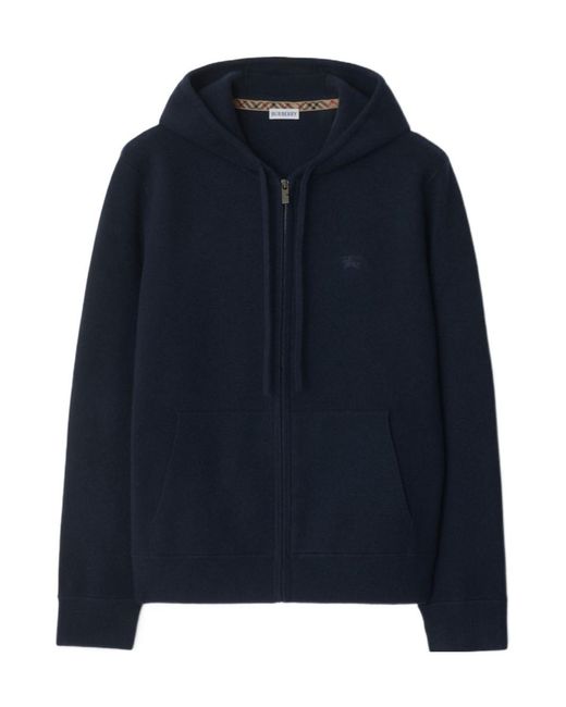 Burberry Blue Ekd Embroidered Zip-Up Hoodie for men
