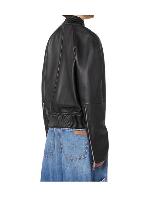 Sportmax Black Long-Sleeve Leather Jacket