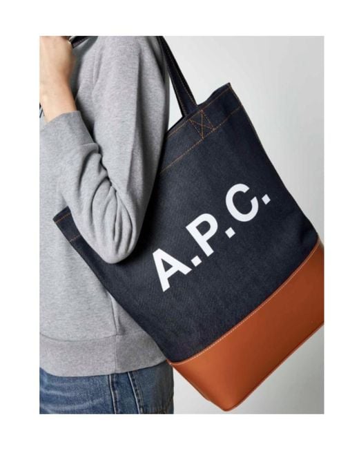 A.P.C. Blue Axelle Tote Bag for men