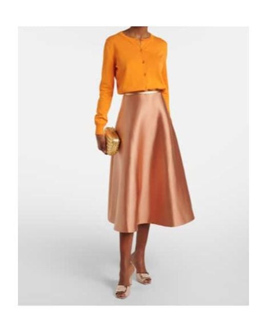 Carolina Herrera Brown Satin Midi Skirt