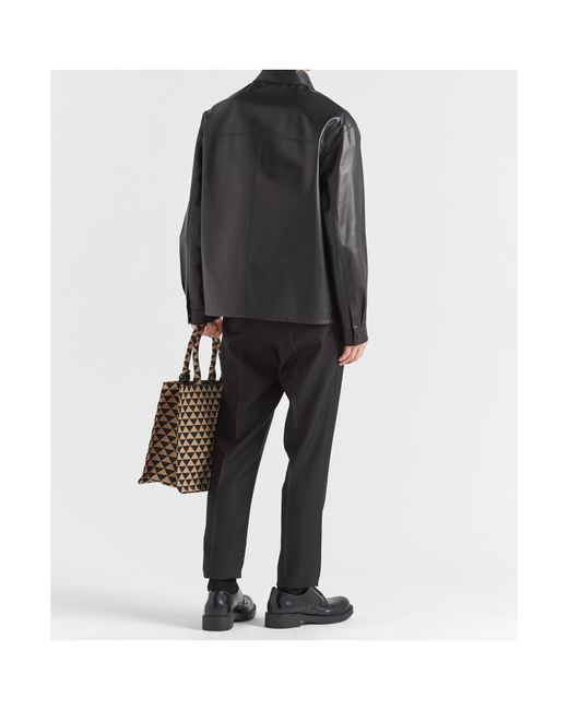Prada Black Triangle-Logo Button-Up Shirt for men