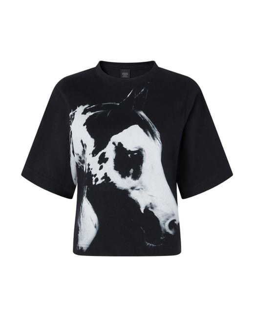 Pinko Black X Patrick Mcdowell Reimagine Horse Printed Wide T-Shirt