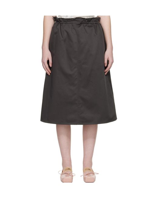 MM6 by Maison Margiela Black Ruffled-Detail Midi Skirt