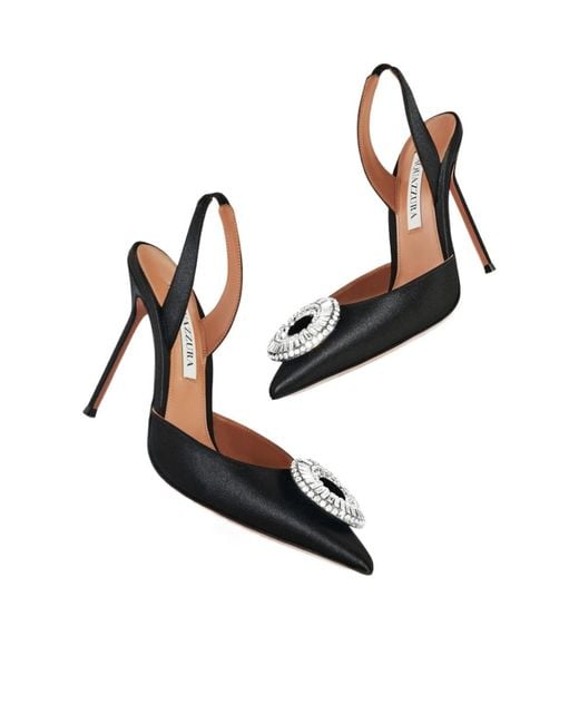 Aquazzura Black Crystal Hoop Sling 105