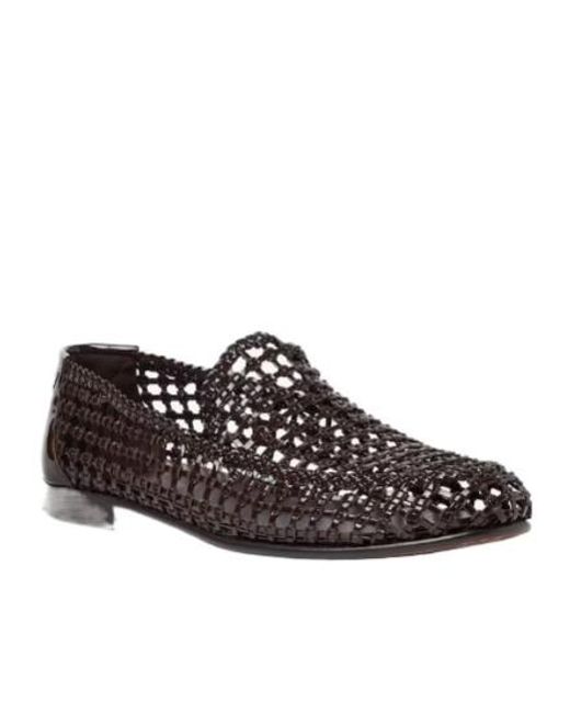 Fendi Black Woven Slip-On Loafers for men