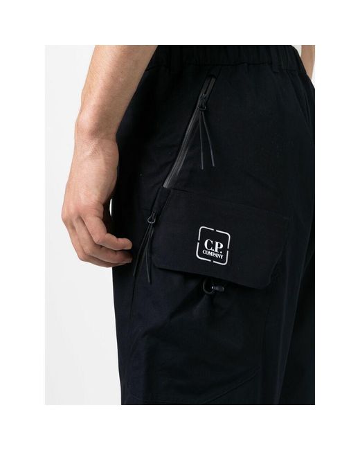 C P Company Black Knee-Length Belted-Waist Shorts for men