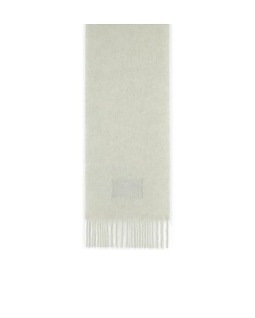 Marni White Logo Patch Fringed-Edge Scarf