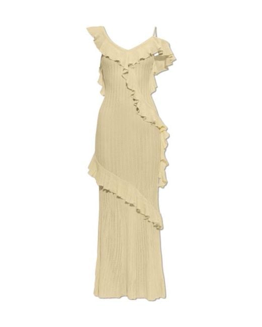 Self-Portrait Metallic Wool Ruffled Knit Maxi Skirt
