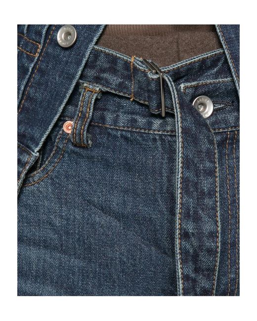 Sacai Blue Belted Layered-Waist Jeans