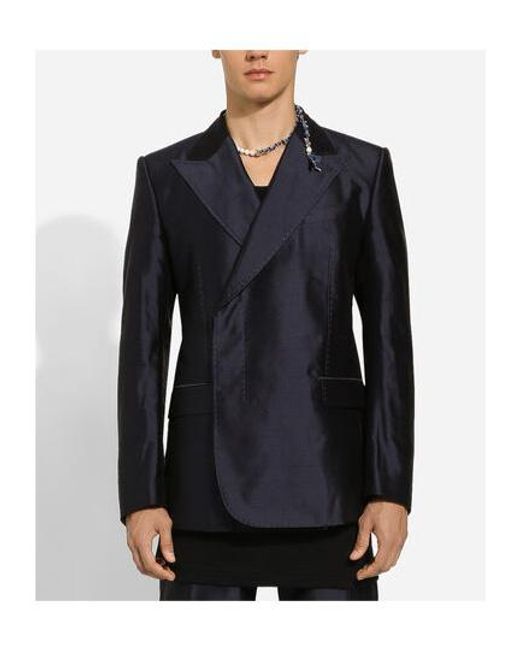 Dolce & Gabbana Blue Double-Breasted Sicilia-Fit Jacket for men