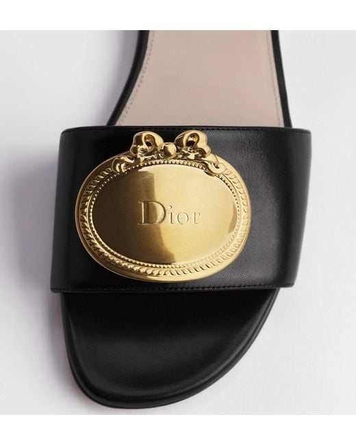 Dior Black Médaillon Buckle Slide
