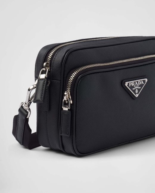 Prada Black Triangle-Logo Zipped Shoulder Bag for men