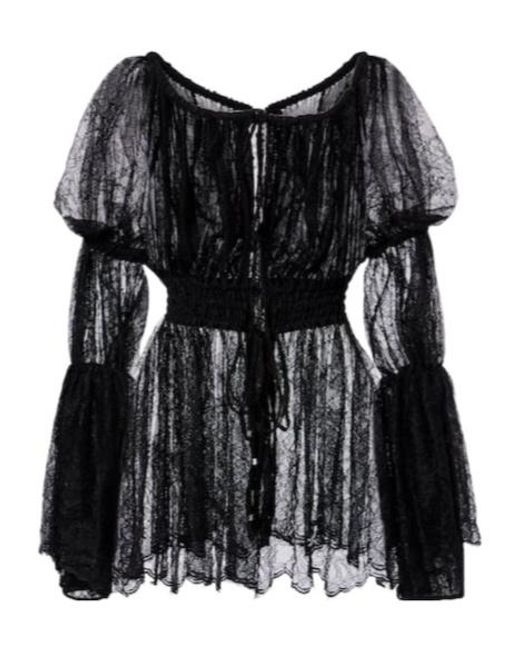 Blumarine Black Floral Chantilly Lace Top