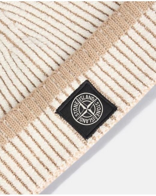 Stone Island Natural Compass Patch Beanie for men