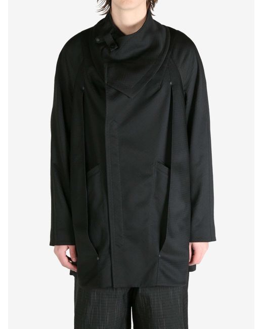 Kiko Kostadinov Black Riadis Pleated Coat for men