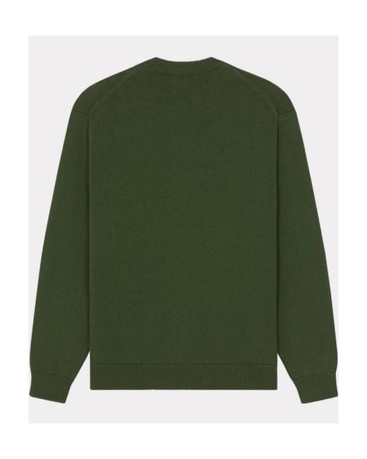 KENZO Green Boke Flower Logo Intarsia Crewneck Jumper for men