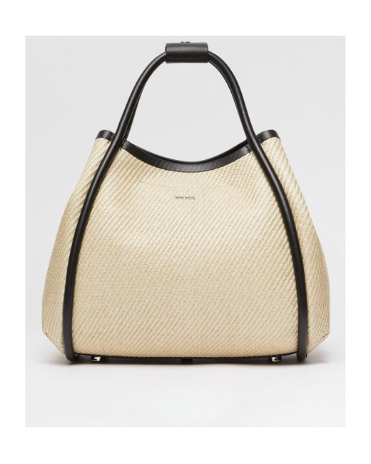 Max Mara Natural Logo Plaque Top Handle Bag