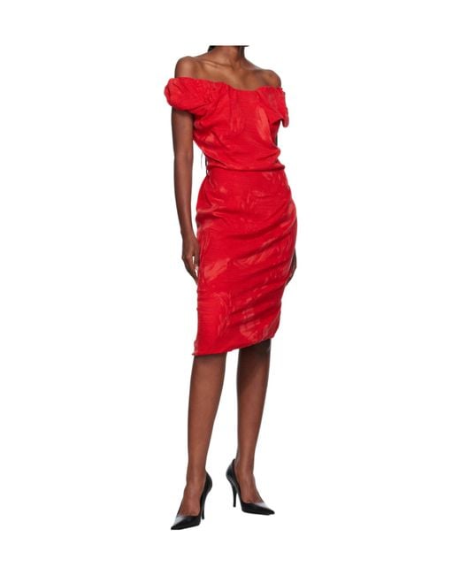 Vivienne Westwood Red Ginnie Amber Midi Dress