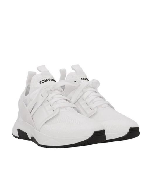 Tom Ford White Logo Lace-Up Sneakers for men