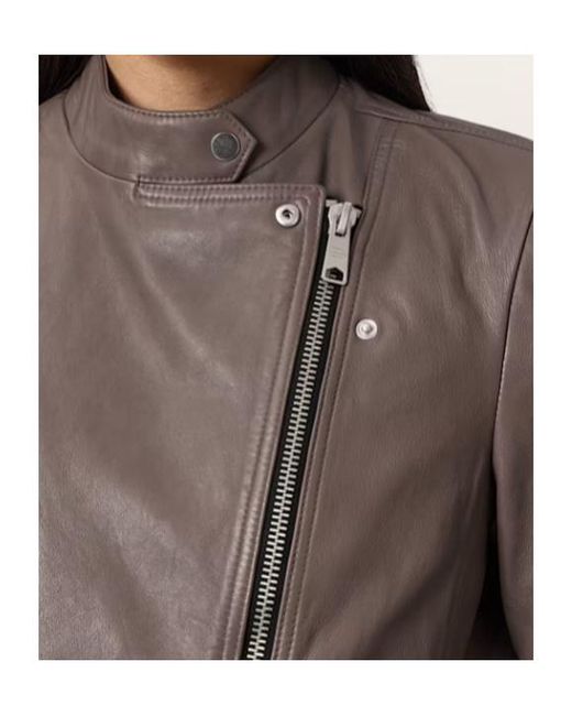 AllSaints Brown Raul Leather Biker Jacket
