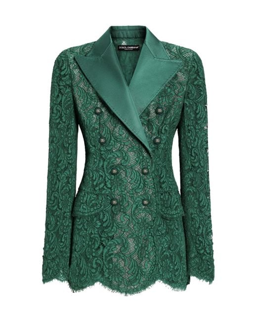 Dolce & Gabbana Green Long-Sleeved Double-Breasted Jacket