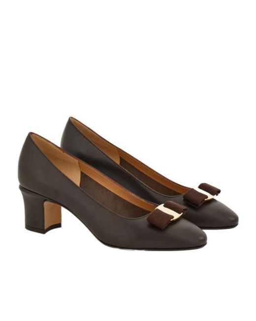 Ferragamo Brown Bow Pumps