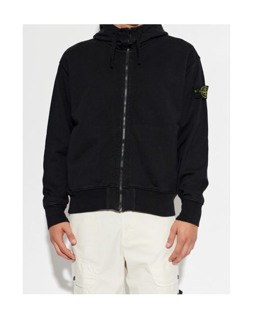 Stone Island Blue Zip-Up Hoodie for men