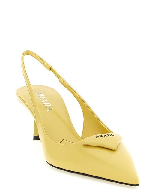 Prada Yellow Pointed-Toe Slingback Pumps