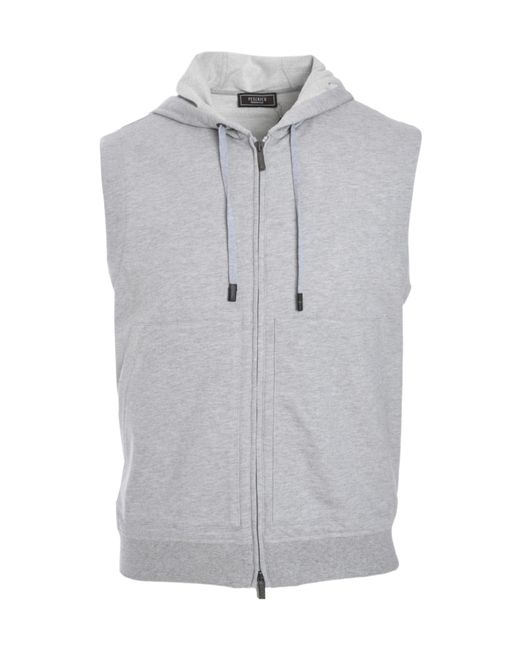 Peserico Gray Sleeveless Hoodie for men
