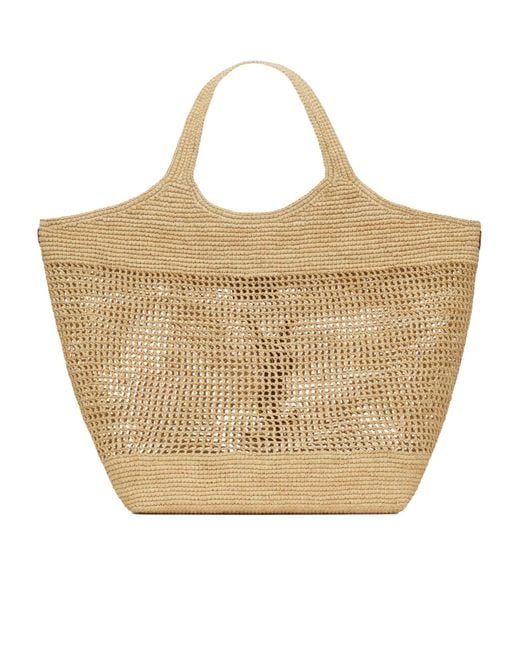 Saint Laurent Natural Icare Logo Plaque Shoulder Bag