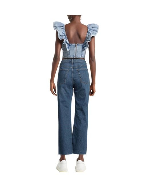 Rag & Bone Blue High-Waisted Straight-Leg Jeans