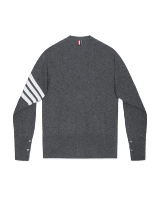 Thom Browne Gray Four-Stripe Wool Knitted Cardigan for men