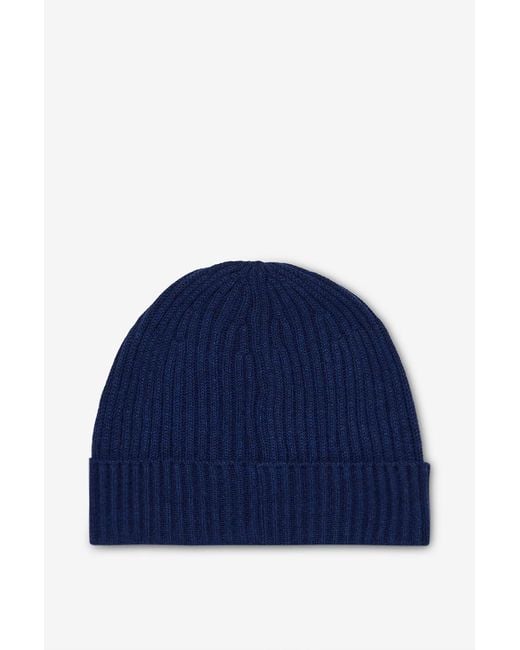 Brunello Cucinelli Blue Ribbed Knit Hat for men