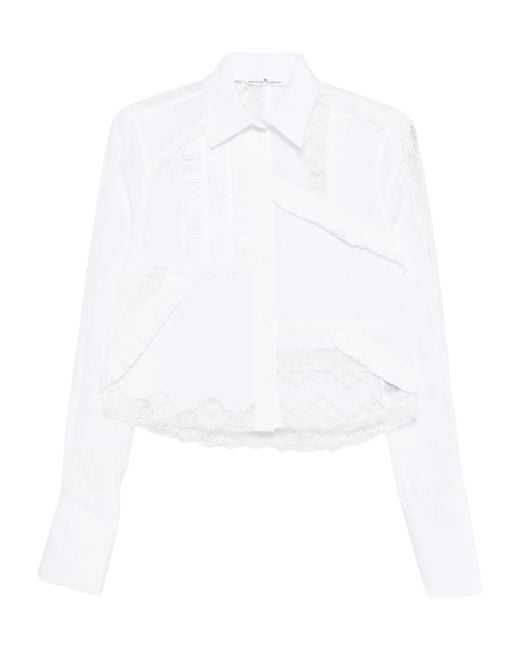 Ermanno Scervino White Lace-Detail Ruffled Shirt